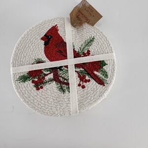 Discovery Kitchen Woven Trivets Set of 3. Cardinal Design. Brand New! Christmas!